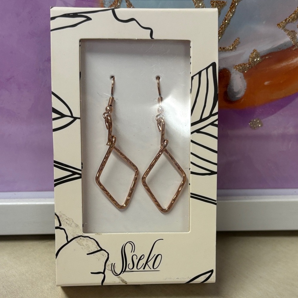 Sseko Rose Gold Geometric Earrings 🆕